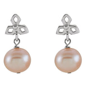 Sterling Silver Cultured Pink Freshwater Pearl Dangle Earrings