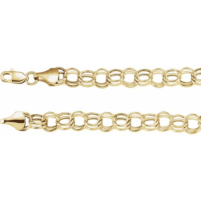 14K Yellow 7.9 mm Hollow Double Cable 7.25" Chain