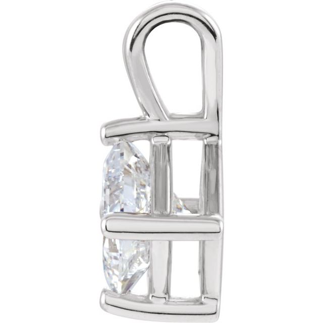14K White 1/2 CT Natural Diamond Solitaire Pendant