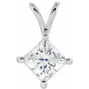 14K White 1/2 CT Natural Diamond Solitaire Pendant