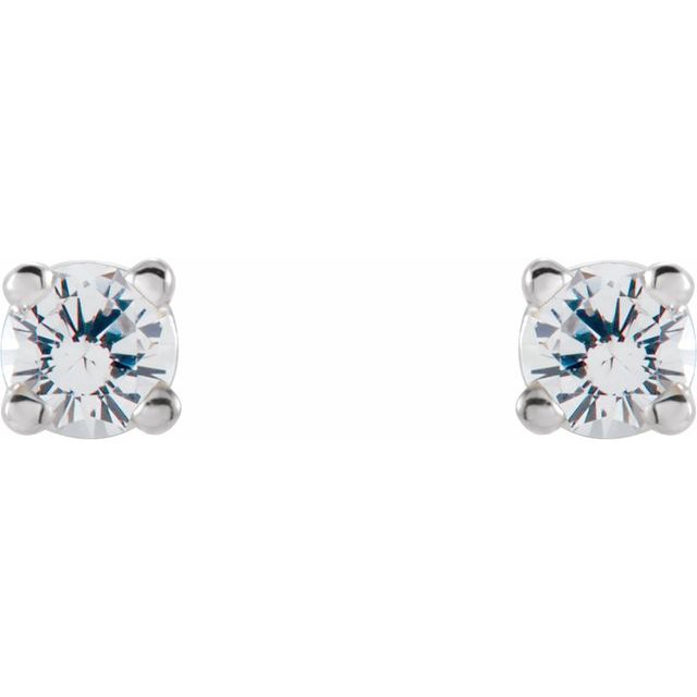 14K White 2.5 mm Natural White Sapphire Stud Earrings