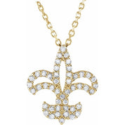 14K Yellow 1/6 CTW Natural Diamond Fleur De Lis 16" Necklace