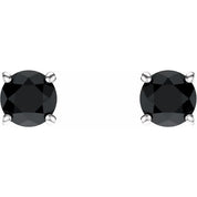 14K White 5 mm Natural Black Onyx Stud Earrings