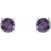 14K White 4 mm Lab-Grown Alexandrite Stud Earrings