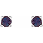 Sterling Silver 4 mm Lab-Grown Alexandrite Stud Earrings