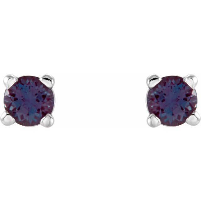 Sterling Silver 4 mm Lab-Grown Alexandrite Stud Earrings