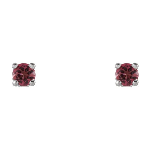 14K White 2.5 mm Natural Pink Tourmaline Stud Earrings