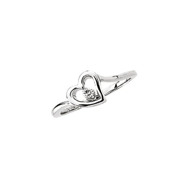 14K White .06 CTW Natural Diamond Heart Ring