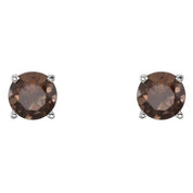 14K White 5 mm Natural Smoky Quartz Stud Earrings