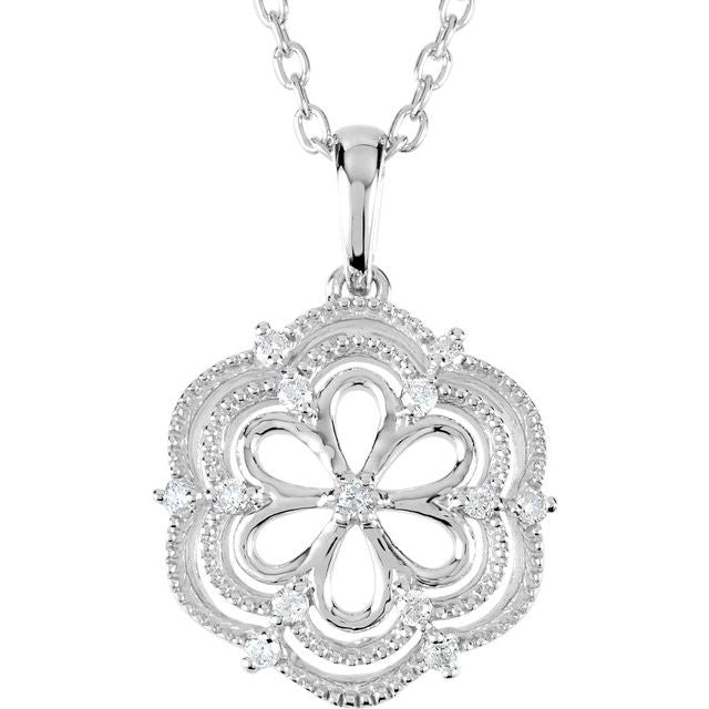 Sterling Silver .08 CTW Natural Diamond 18" Necklace