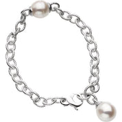 Sterling Silver Cultured White Freshwater Pearl 8.5" Bracelet