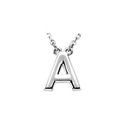 Sterling Silver Block Initial A 16" Necklace