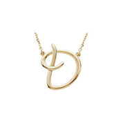 14K Yellow Script Initial D 16" Necklace
