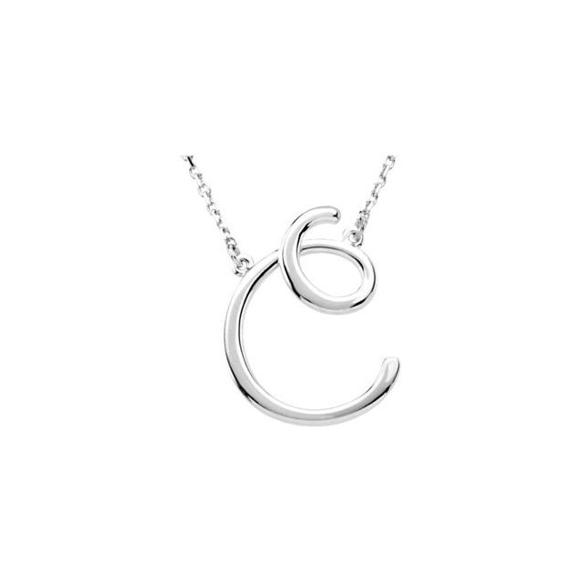 Sterling Silver Script Initial C 16" Necklace