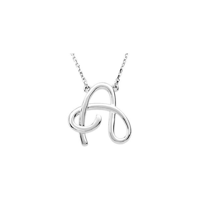 Sterling Silver Script Initial A 16" Necklace