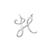 Sterling Silver Script Initial H 16" Necklace