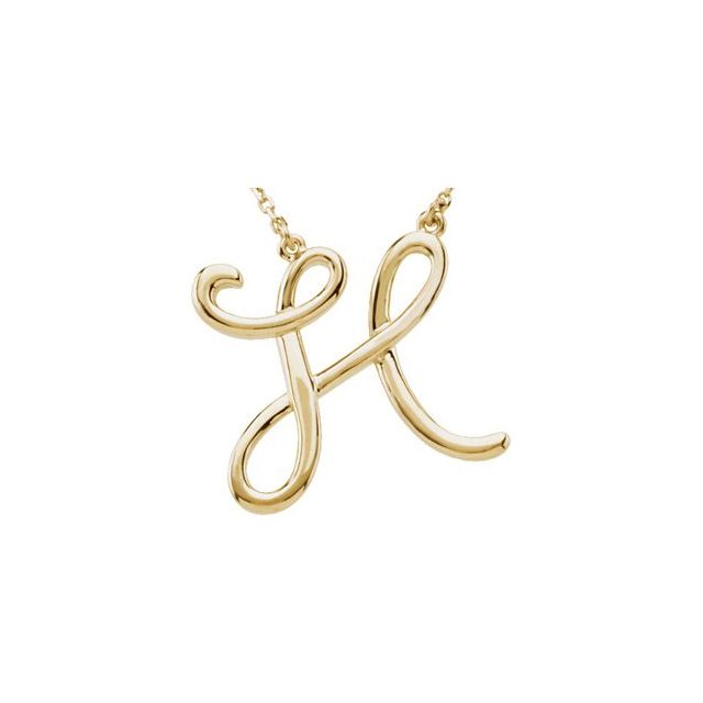 14K Yellow Script Initial H 16" Necklace