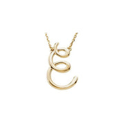 14K Yellow Script Initial E 16" Necklace