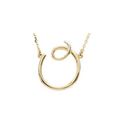 14K Yellow Script Initial O 16" Necklace