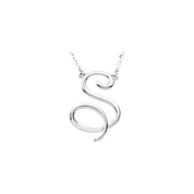 Sterling Silver Script Initial S 16" Necklace
