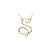 14K Yellow Script Initial S 16" Necklace