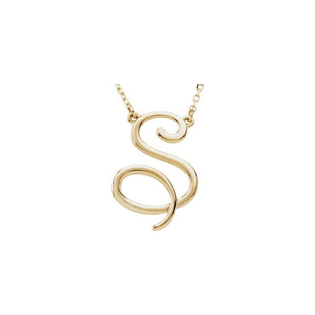 14K Yellow Script Initial S 16" Necklace