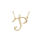 14K Yellow Script Initial P 16" Necklace