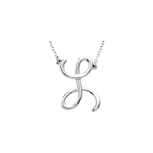 Sterling Silver Script Initial L 16" Necklace