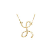 14K Yellow Script Initial L 16" Necklace