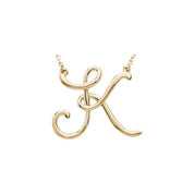 14K Yellow Script Initial K 16" Necklace