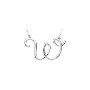 Sterling Silver Script Initial W 16" Necklace