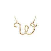 14K Yellow Script Initial W 16" Necklace