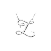 Sterling Silver Script Initial Z 16" Necklace