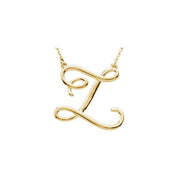 14K Yellow Script Initial Z 16" Necklace