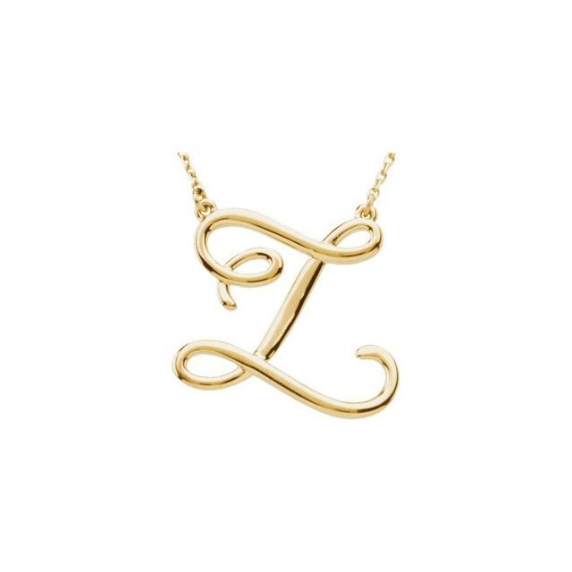 14K Yellow Script Initial Z 16" Necklace