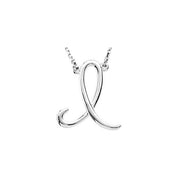 Sterling Silver Script Initial I 16" Necklace
