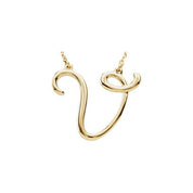 14K Yellow Script Initial V 16" Necklace