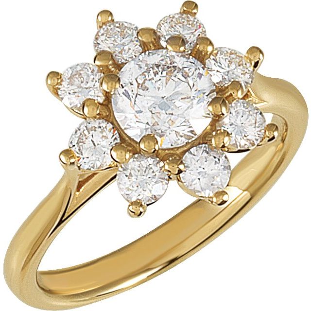 14K Yellow 1 3/4 CTW Natural Diamond Cluster Ring