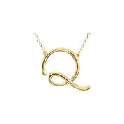 14K Yellow Script Initial Q 16" Necklace