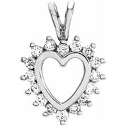 14K White 1/3 CTW Natural Diamond Heart Pendant