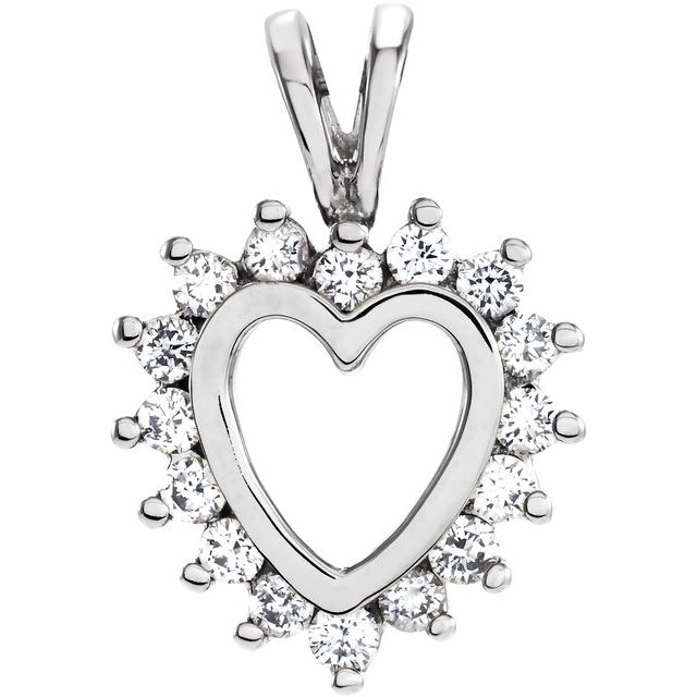 14K White 1/3 CTW Natural Diamond Heart Pendant