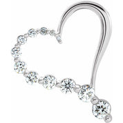 14K White Journey 1 CTW Natural Diamond Heart Pendant