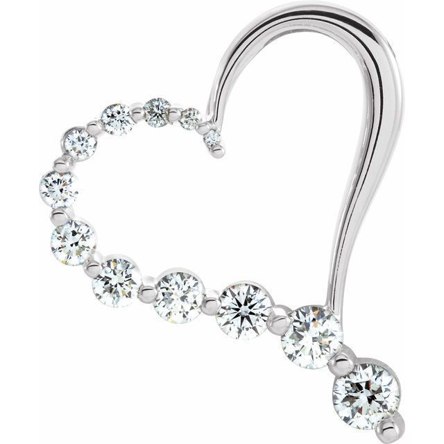 14K White Journey 1 CTW Natural Diamond Heart Pendant