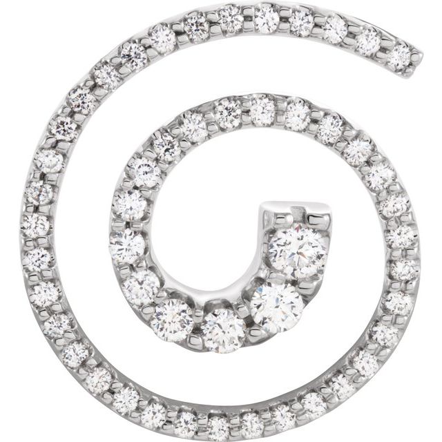 14K White 1 1/8 CTW Natural Diamond Journey Spiral Pendant