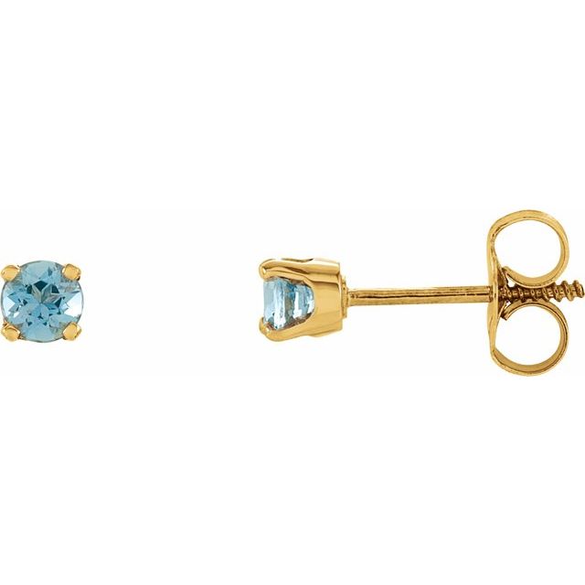 14K Yellow Imitation Blue Zircon Youth Earrings - Quality Design by Brand Name