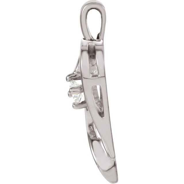 14K White 1/10 CT Natural Diamond Heart Pendant