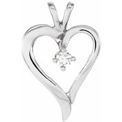 14K White 1/10 CT Natural Diamond Heart Pendant