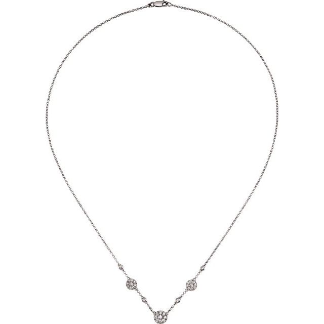 14K White 1/2 CTW Natural Diamond Station 18" Necklace