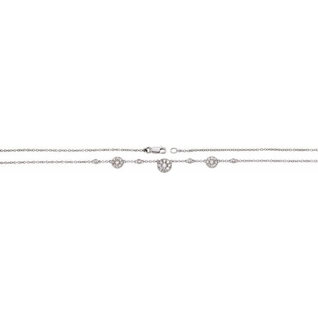 14K White 1/2 CTW Natural Diamond Station 18" Necklace
