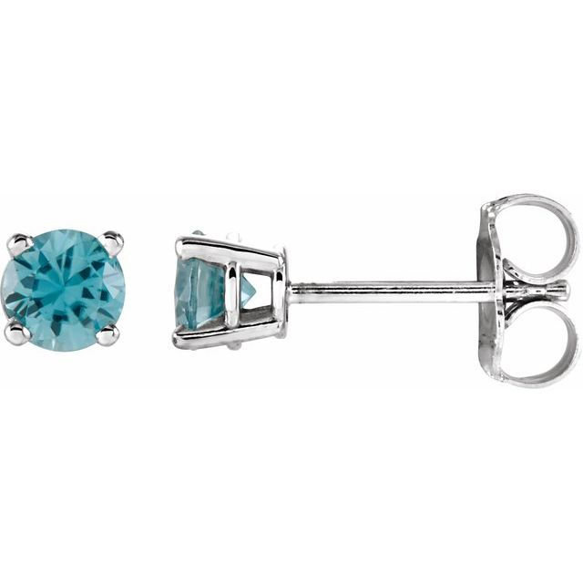Sterling Silver 4 mm Natural Zircon Stud Earrings